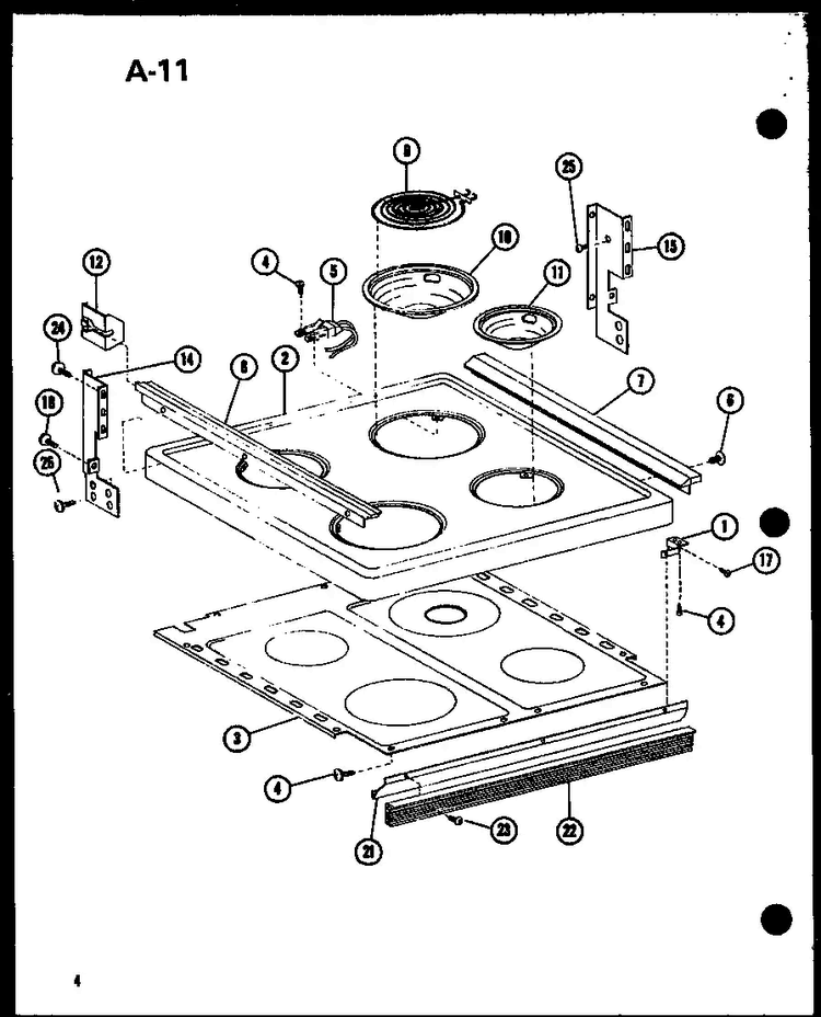 Cooktop Diagram and Parts List for ARR301-P85450-1S  Amana Range