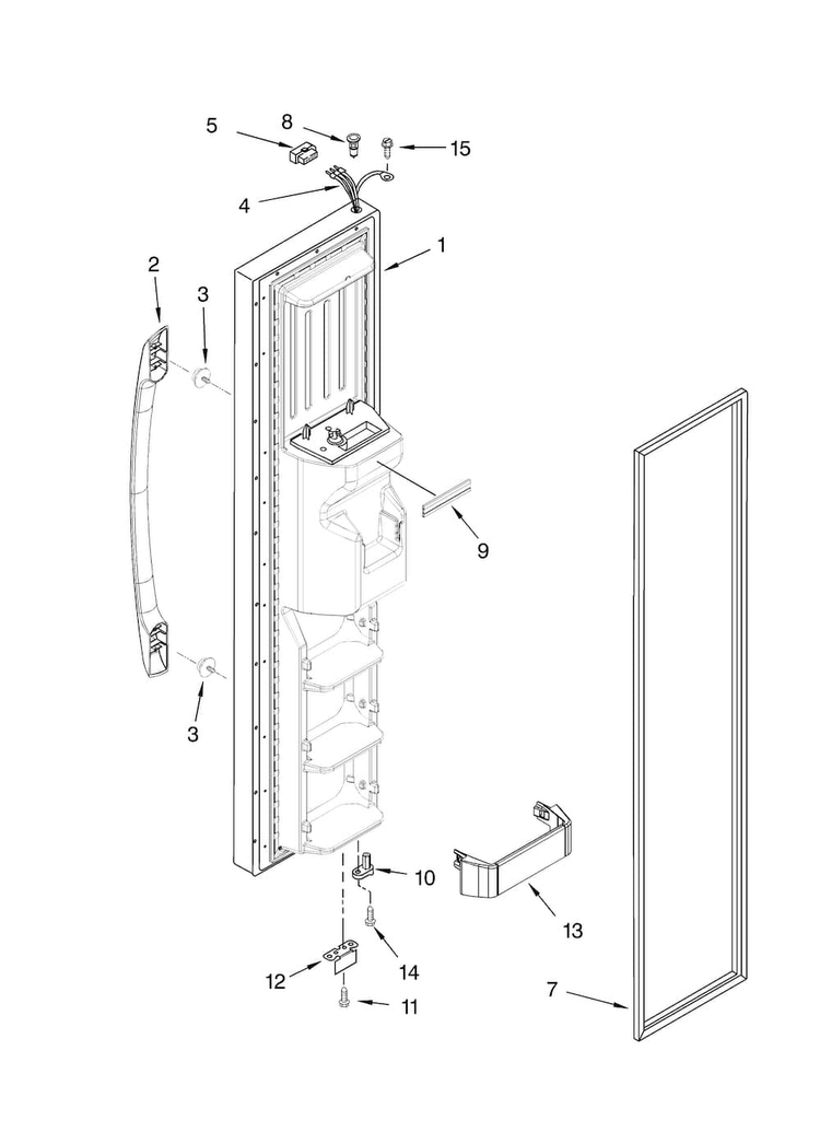 Freezer Door Parts Diagram and Parts List for ASD2524VEB00  Amana Refrigerator