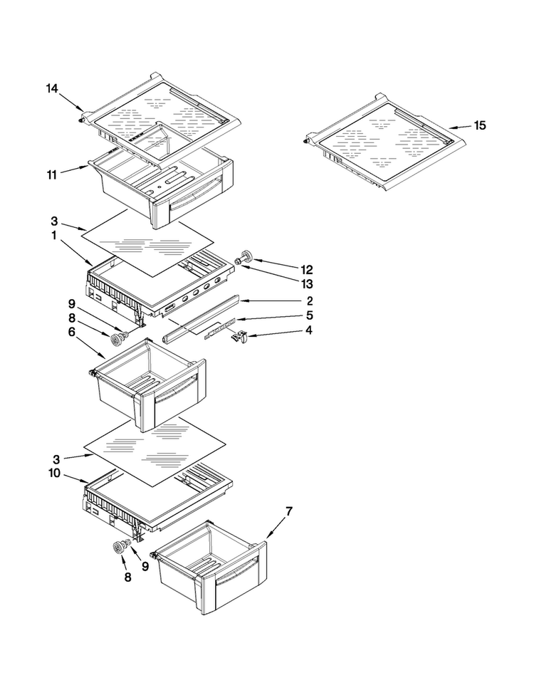 Refrigerator Shelf Parts Diagram and Parts List for MSD2578VEM01  Maytag Refrigerator