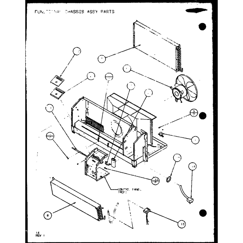 Functional Chassis Assy Parts 1 Diagram and Parts List for PTC07300ER P9812501R Amana Air Conditioner