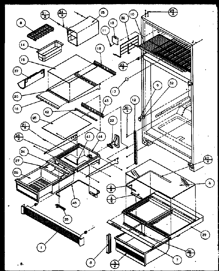 Cabinet Diagram and Parts List for TC18QL-P1111408WL  Amana Refrigerator