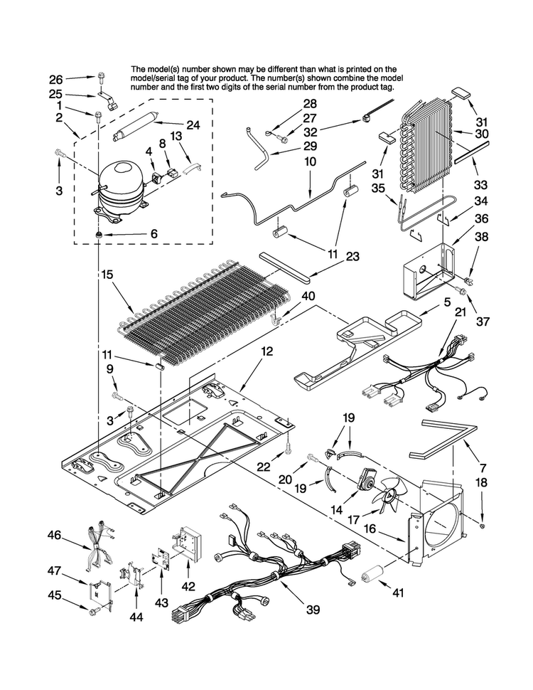 Unit Parts Diagram and Parts List for AC2228HEKS14  Amana Refrigerator