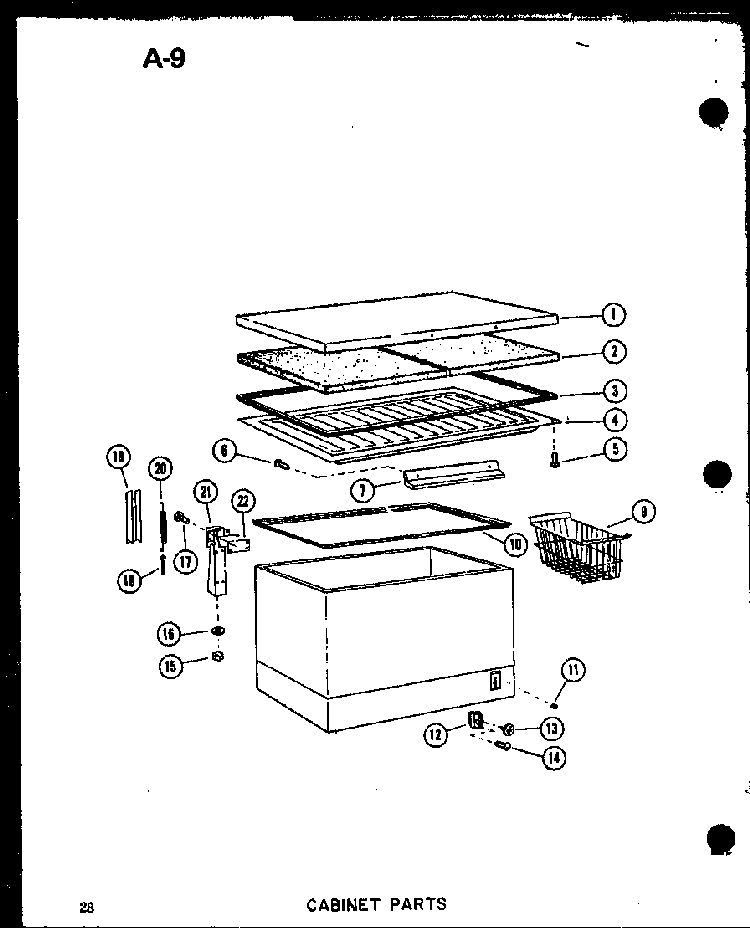 Cabinet Parts Diagram and Parts List for EC28F P60330-69W Amana Freezer