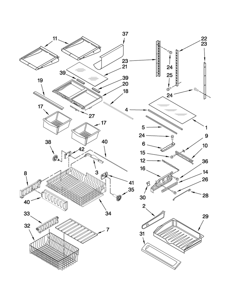 Shelf Parts Diagram and Parts List for JFC2089WTB1  Jenn-Air Refrigerator