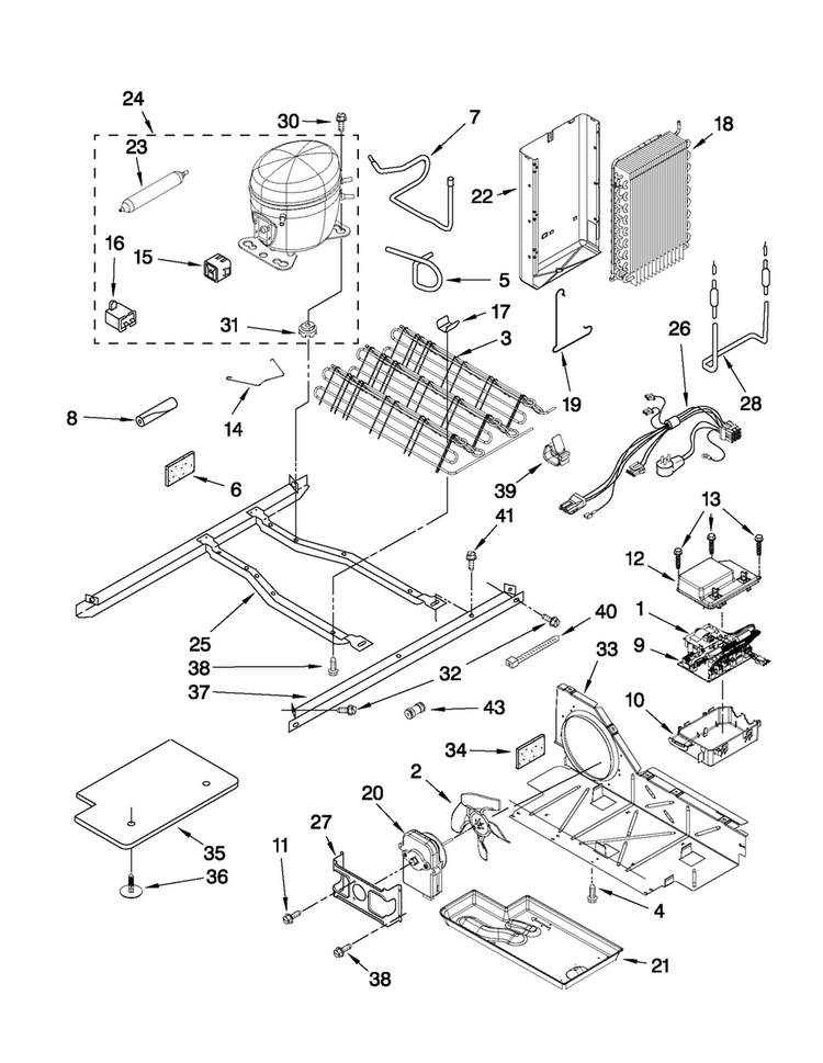 Unit Parts Diagram and Parts List for MSD2559XEM02  Maytag Refrigerator