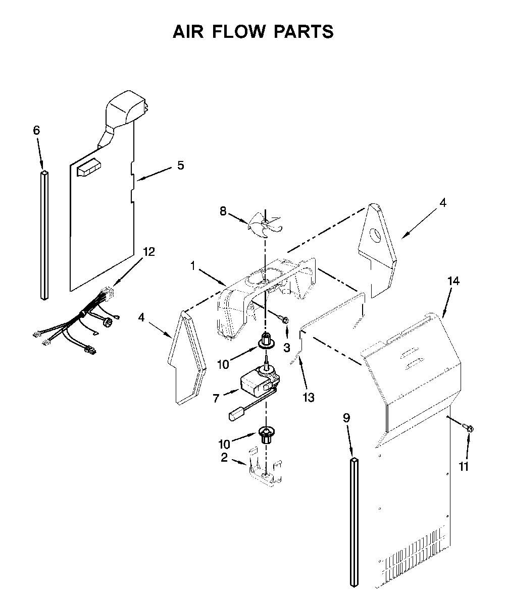 Air Flow Parts Diagram and Parts List for 1064651759714  Kenmore Refrigerator