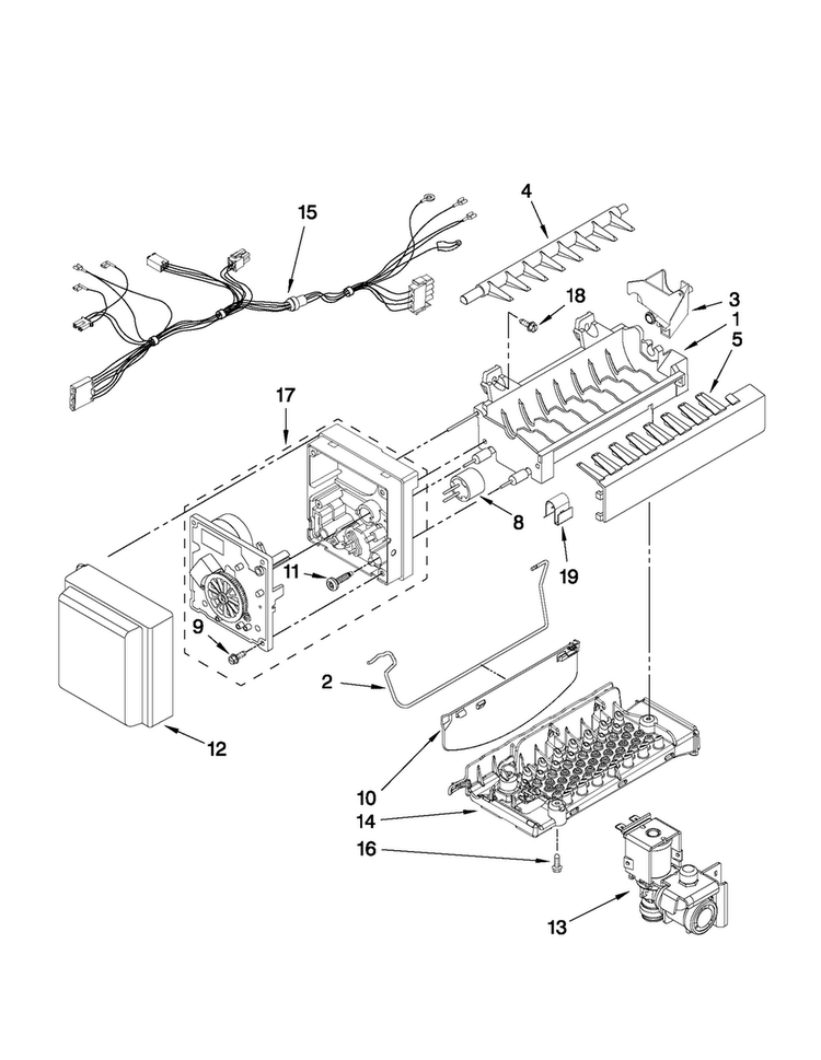 Icemaker Parts Diagram and Parts List for MFI2665XEB5  Maytag Refrigerator