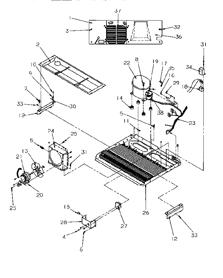 Machine Compartment Diagram and Parts List for SSD21SL-P1193901WL  Amana Refrigerator
