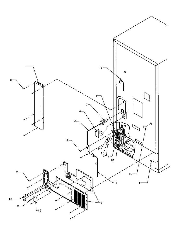 Cabinet Back Diagram and Parts List for BXI22S5W-P1196601WW  Amana Refrigerator