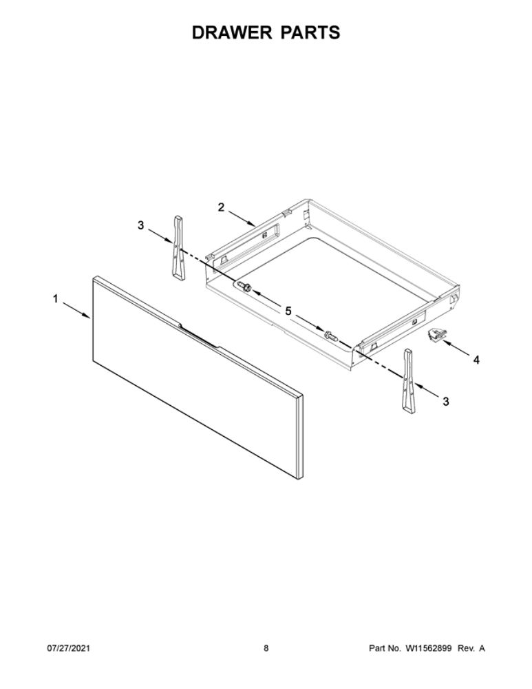 Drawer Parts Diagram and Parts List for YAES6603SFS3  Amana Range