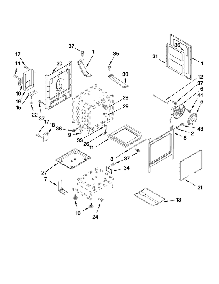 Chassis Parts Diagram and Parts List for MGR5775QDW1  Maytag Range