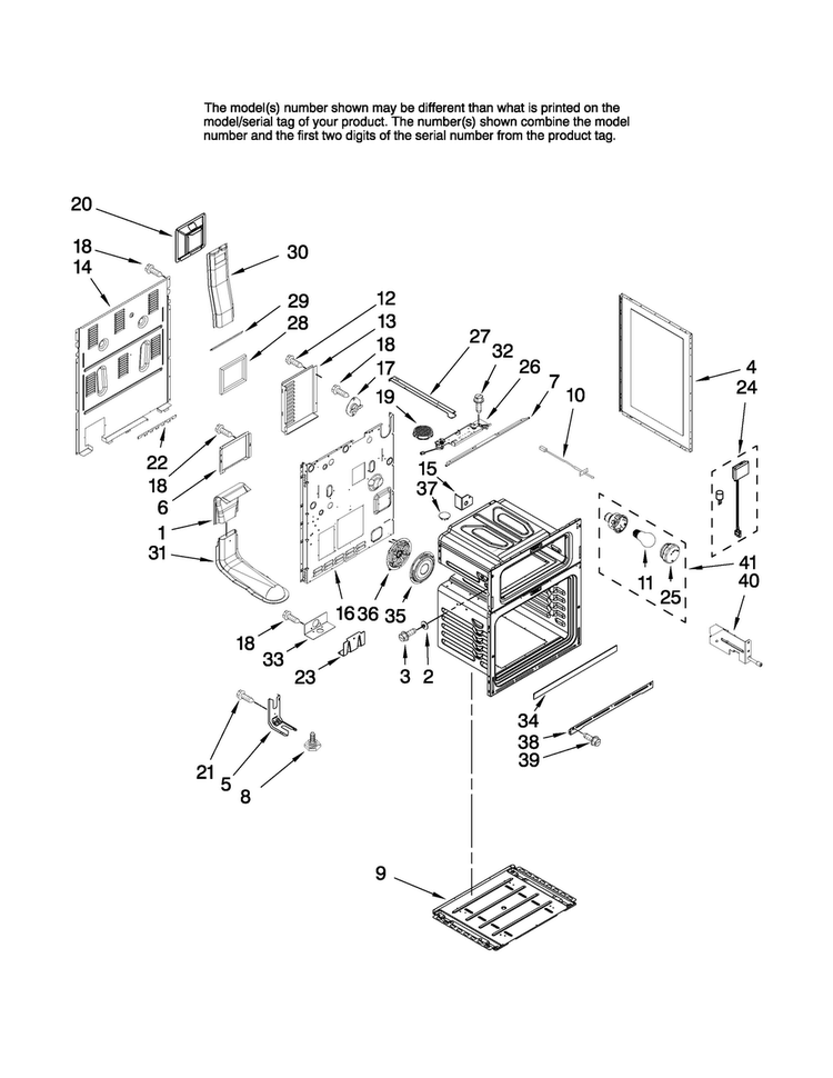 Chassis Parts Diagram and Parts List for JDR8895BCB13  Jenn-Air Range