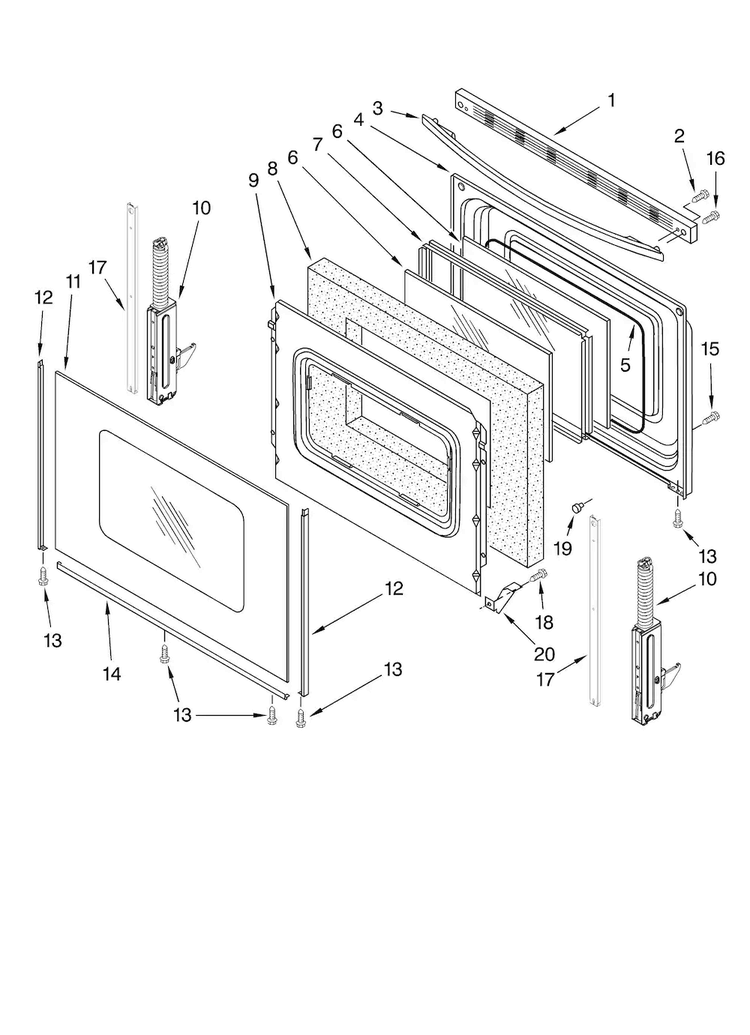 Door Parts, Optional Parts Diagram and Parts List for AER5522VAW0  Amana Range