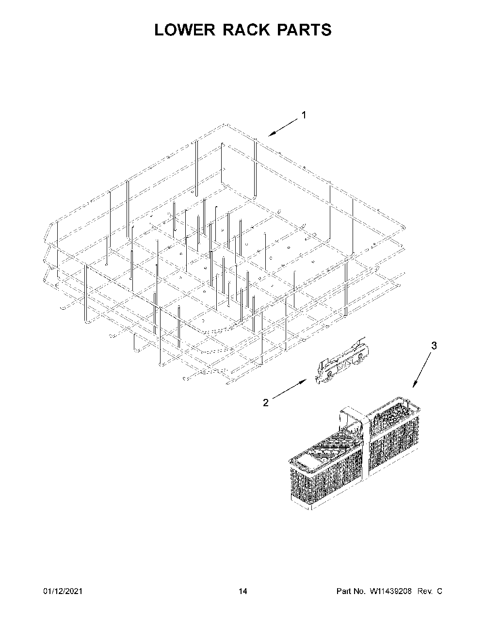 Lower rack parts Diagram and Parts List for MDB9979SKZ0  Maytag Dishwasher