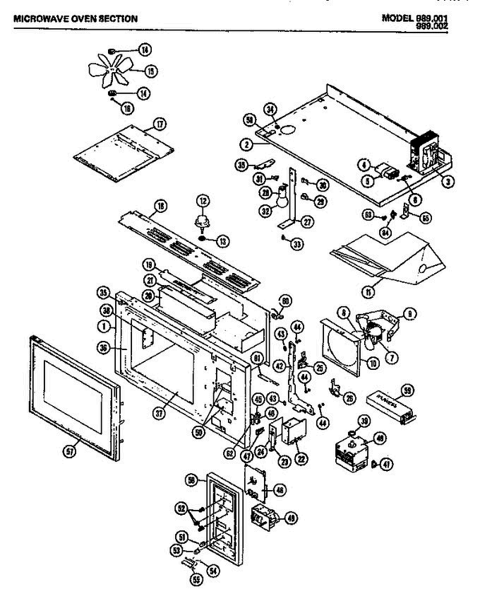 05 - Page 1 Diagram and Parts List for 989001  Litton Range