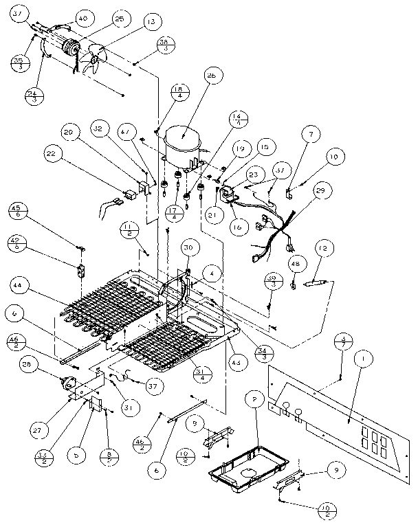 Machine Compartment Diagram and Parts List for 36271-P1121802W  Amana Refrigerator