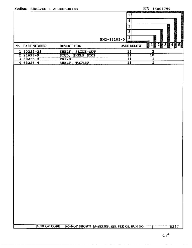 Shelves And Accessories Page 2 Diagram and Parts List for 18103-0  Admiral Refrigerator