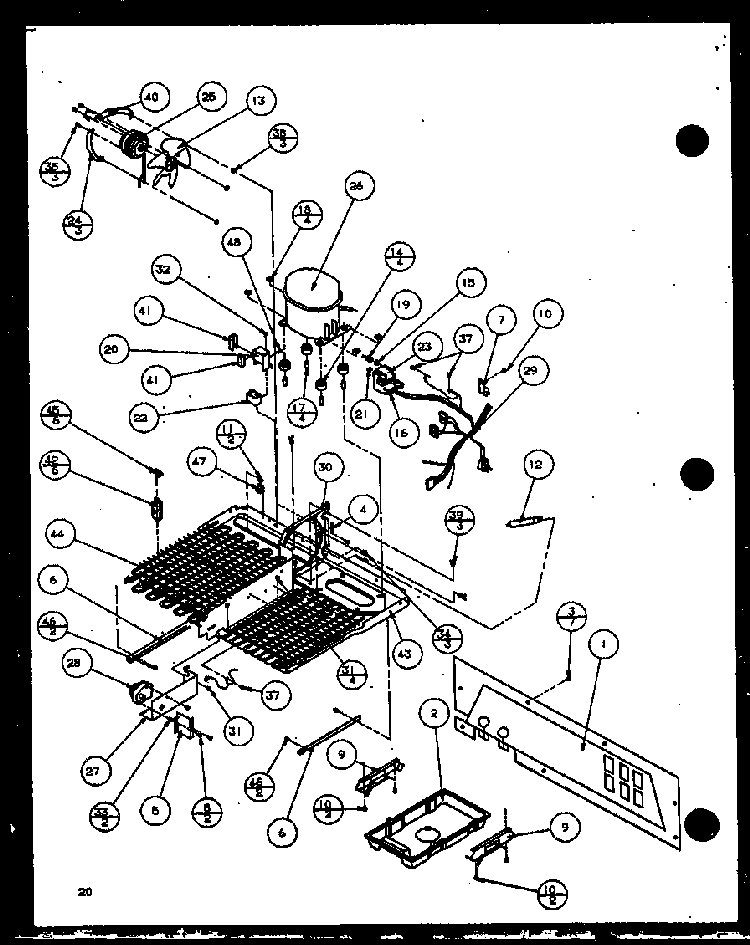 Machine Compartment Diagram and Parts List for SX22J-P1116004W  Amana Refrigerator