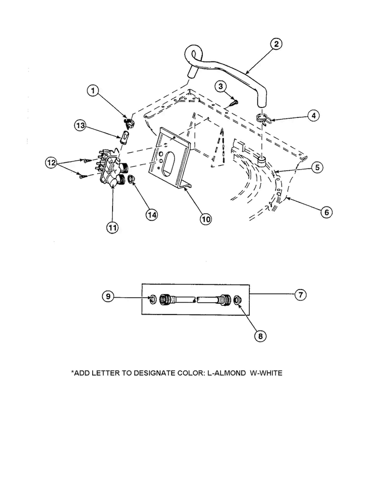 Inlet Hose/fill Hose/mixing Valve Diagram and Parts List for CW8413W2-PCW8413W2B  Crosley Washer