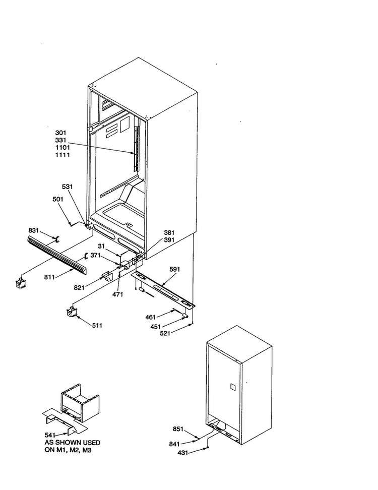 Ladders And Lower Cabinet Diagram and Parts List for TR18V2E-P1315705WE  Amana Refrigerator