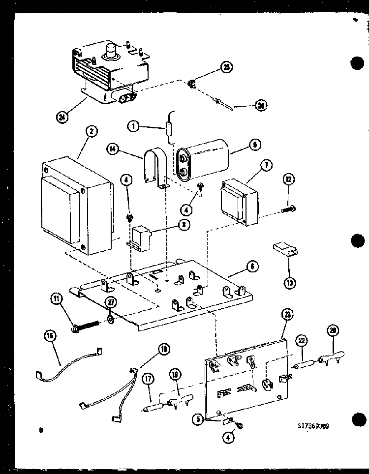 Transformer/capacitor/magnetron Diagram and Parts List for RRL-9A P74705-1M Amana Microwave
