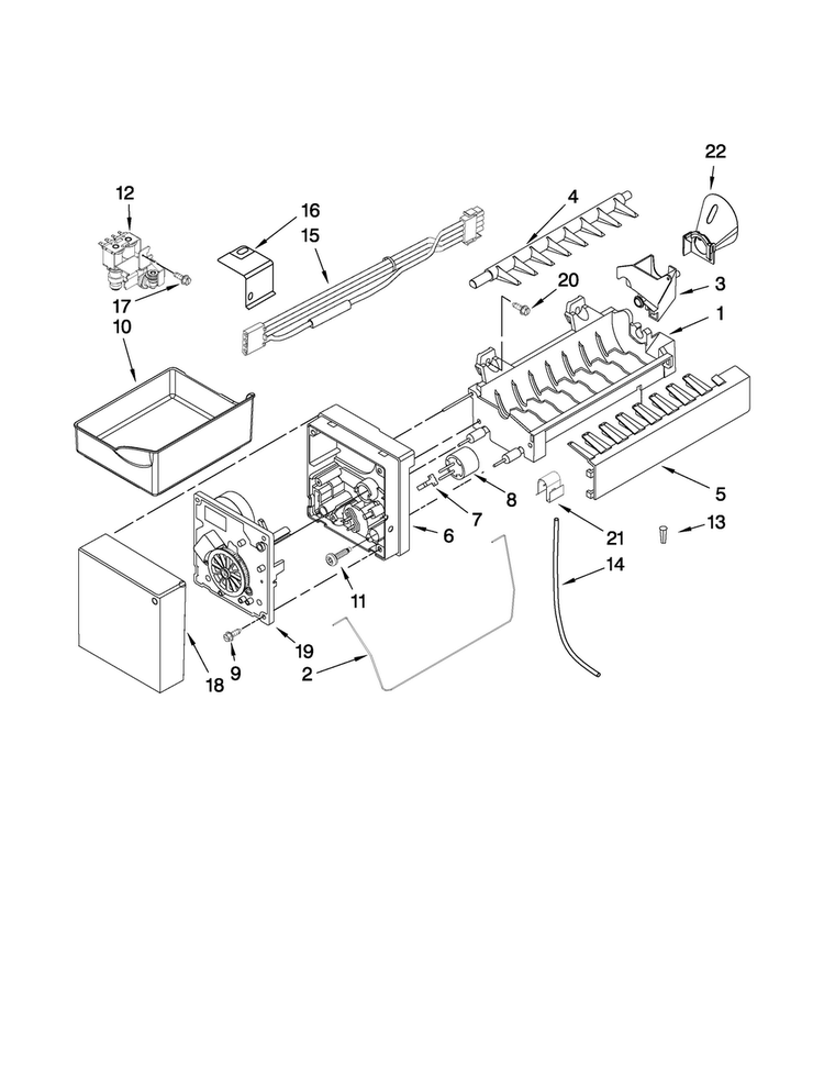 Icemaker Parts Diagram and Parts List for JFC2089WEM0  Jenn-Air Refrigerator