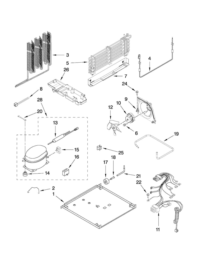 Unit Parts Diagram and Parts List for A1RXNGFYW00  Amana Refrigerator