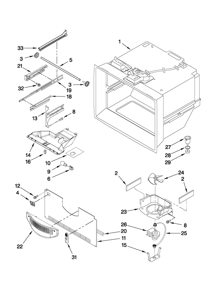 Freezer Liner Parts Diagram and Parts List for ABB1924WEB2  Amana Refrigerator