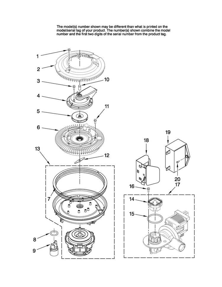 Pump And Motor Parts Diagram and Parts List for MDBH945AWW2  Maytag Dishwasher