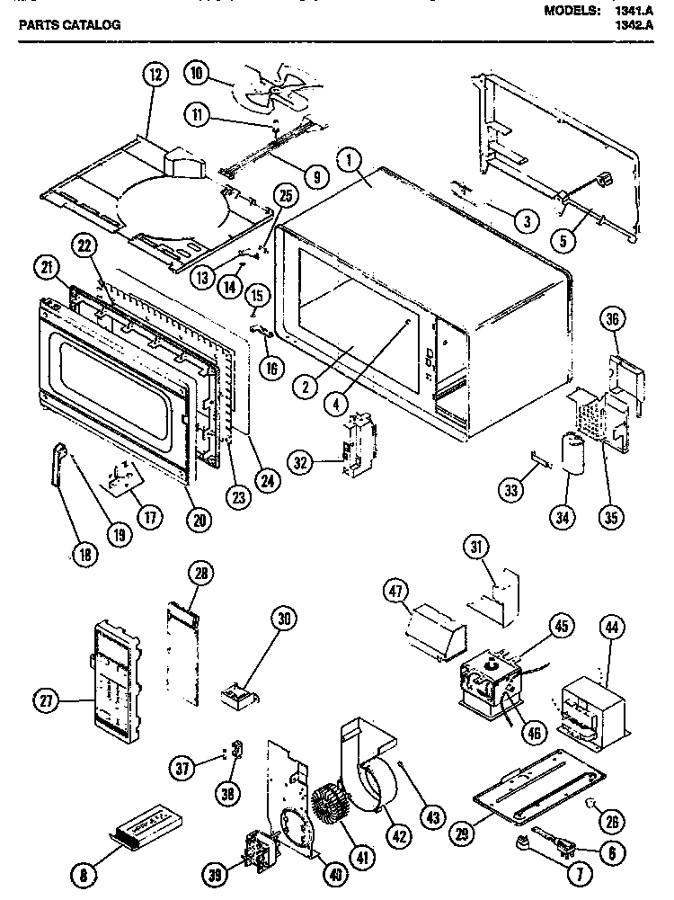 Microwave Parts Diagram and Parts List for 1341A  Amana Microwave