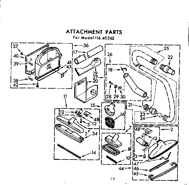 Attachment Parts Diagram and Parts List for 11640262  Kenmore Central Vacuum