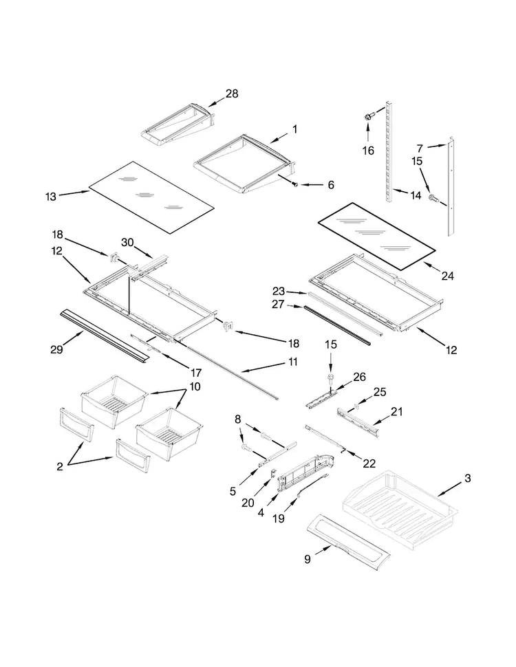 Shelf Parts Diagram and Parts List for AFI2539ERM00  Amana Refrigerator