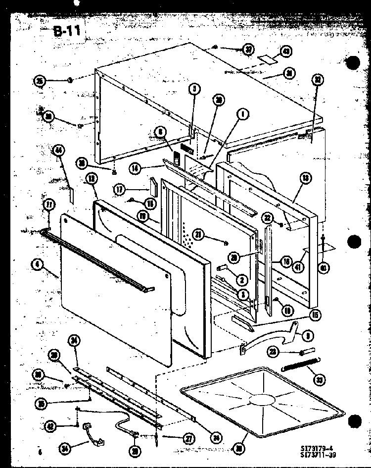 Outer Cabinet Diagram and Parts List for RRL-10A P74751-1M Amana Microwave