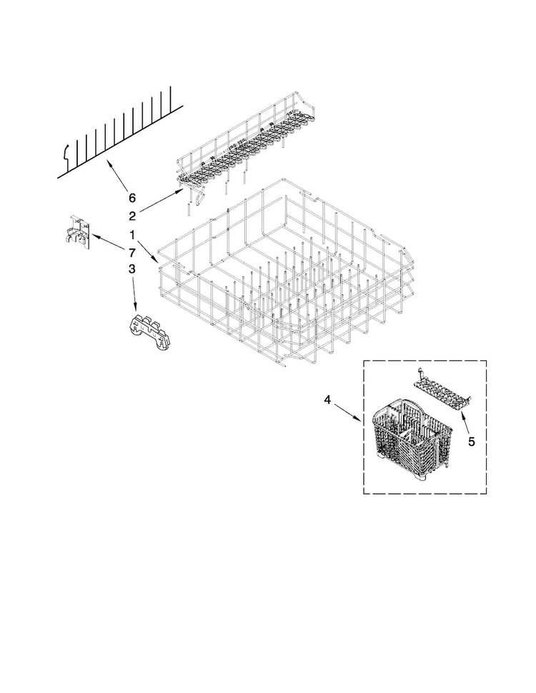 Lower Rack Parts Diagram and Parts List for MDB8959AWB5  Maytag Dishwasher