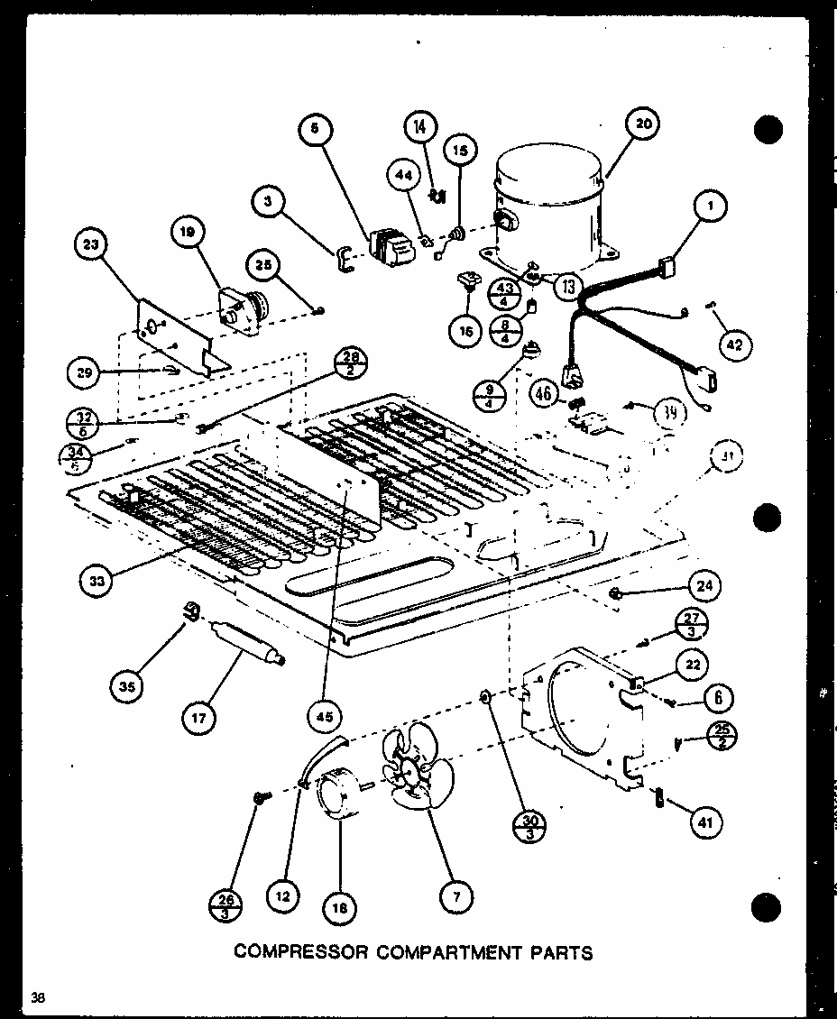 Compressor Compartment Parts (tm20m/p7859216w) (tm20m/p7859217w) Diagram and Parts List for TM18M-P7859213W  Amana Refrigerator