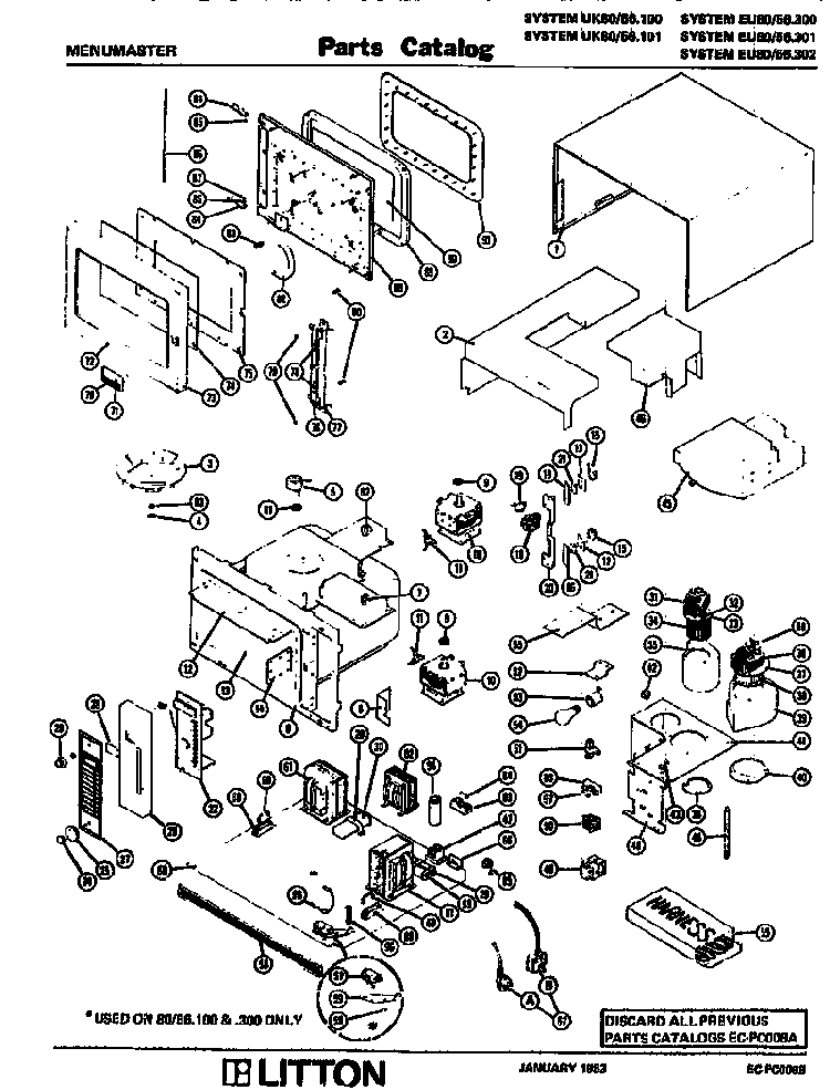 Replacement Parts Diagram and Parts List for UK80 56101 Amana Microwave