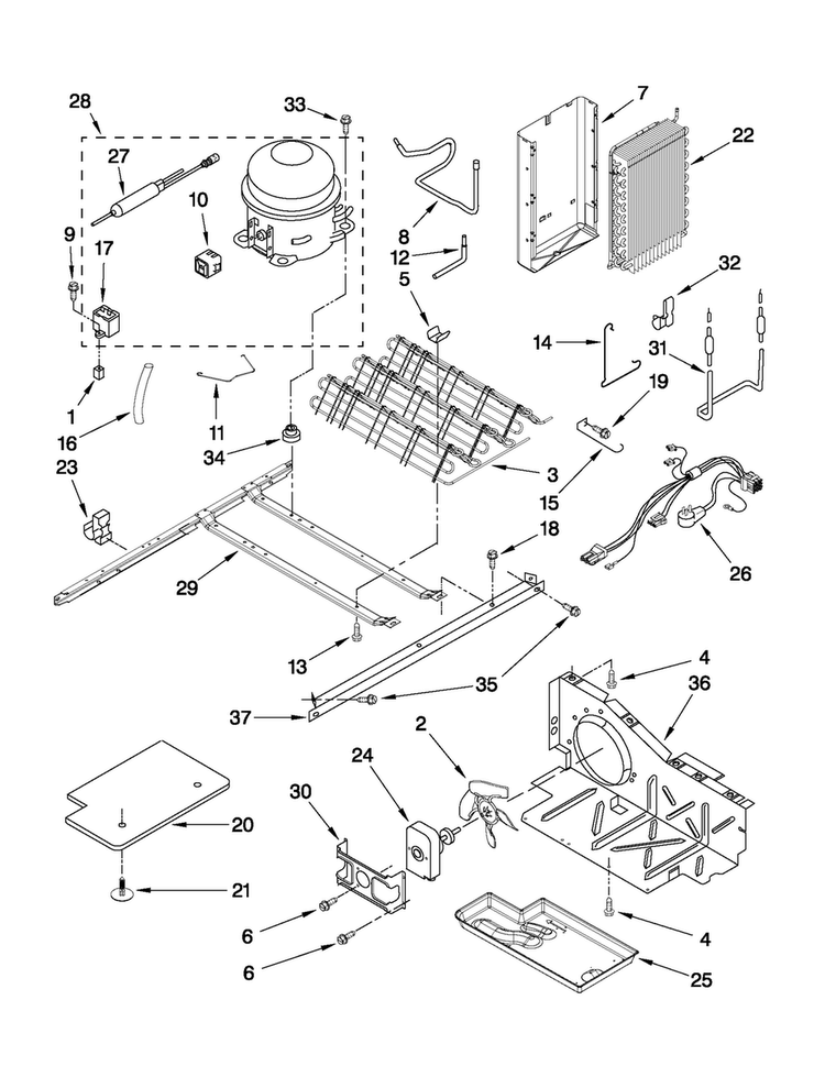Unit Parts Diagram and Parts List for 5MS224NEWY02  Maytag Refrigerator