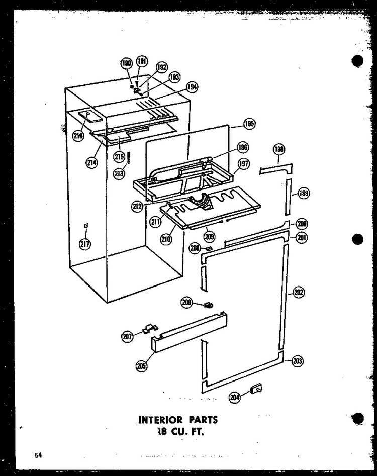 Interior Parts 18 Cu. Ft. Diagram and Parts List for T16J-P60178-1W  Amana Refrigerator