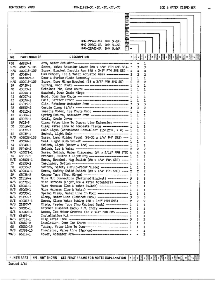 Ice/water Dispenser Page 3 Diagram and Parts List for 21962C  Admiral Refrigerator