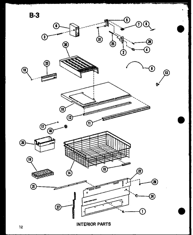 Section 1 Diagram and Parts List for ESBFC16B-P60235-16W  Amana Refrigerator