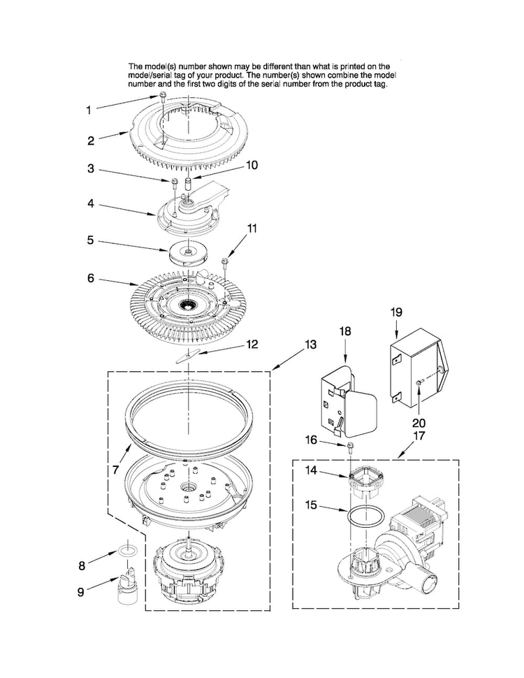 Pump And Motor Parts Diagram and Parts List for MDBH968AWS2  Maytag Dishwasher