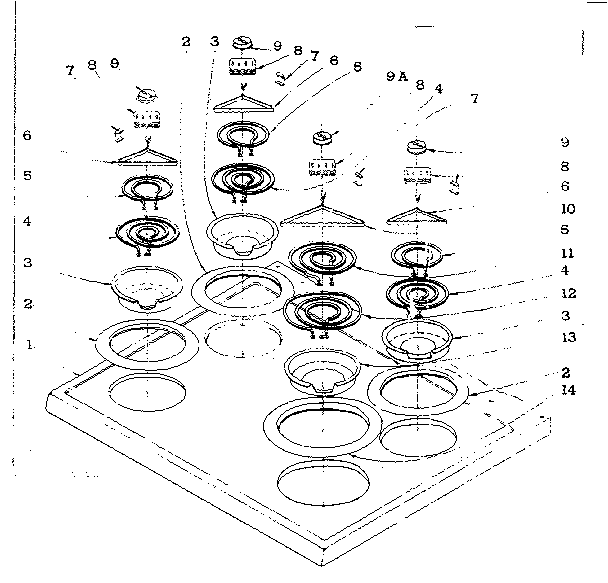 Main Top Section Diagram and Parts List for 101931580  Kenmore Range