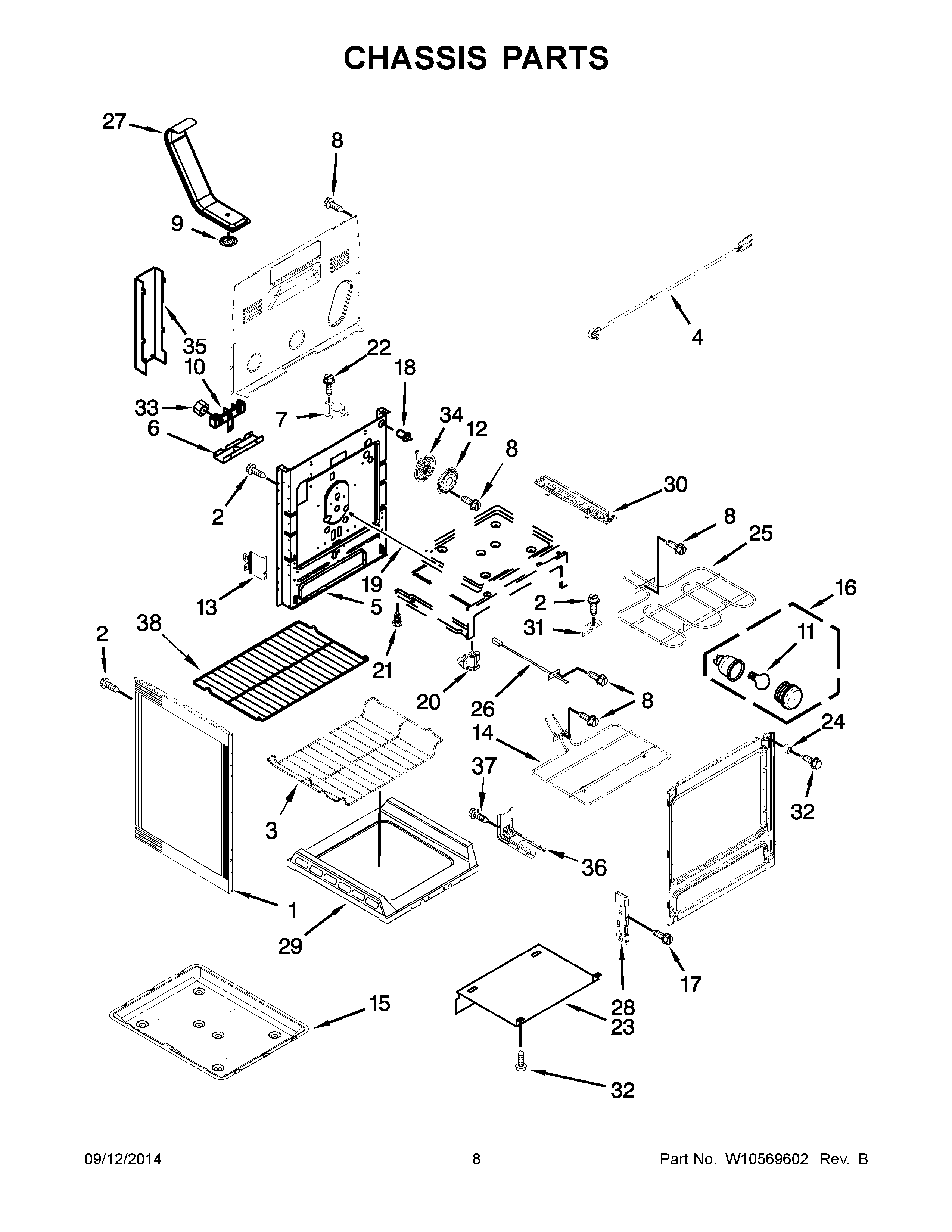05 - CHASSIS PARTS Diagram and Parts List for YMER8775BS0  Maytag Range