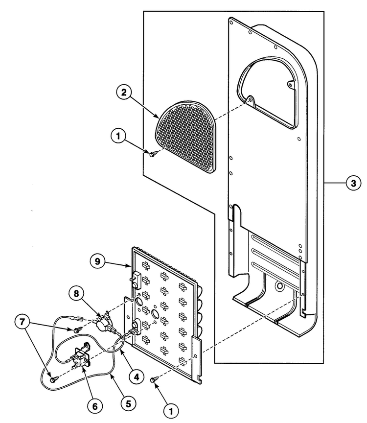Heater Assy Diagram and Parts List for SDE107QF99L7  Speed Queen Dryer