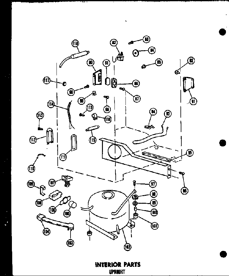 Interior Parts Diagram and Parts List for EU12F P60117-30W Amana Freezer