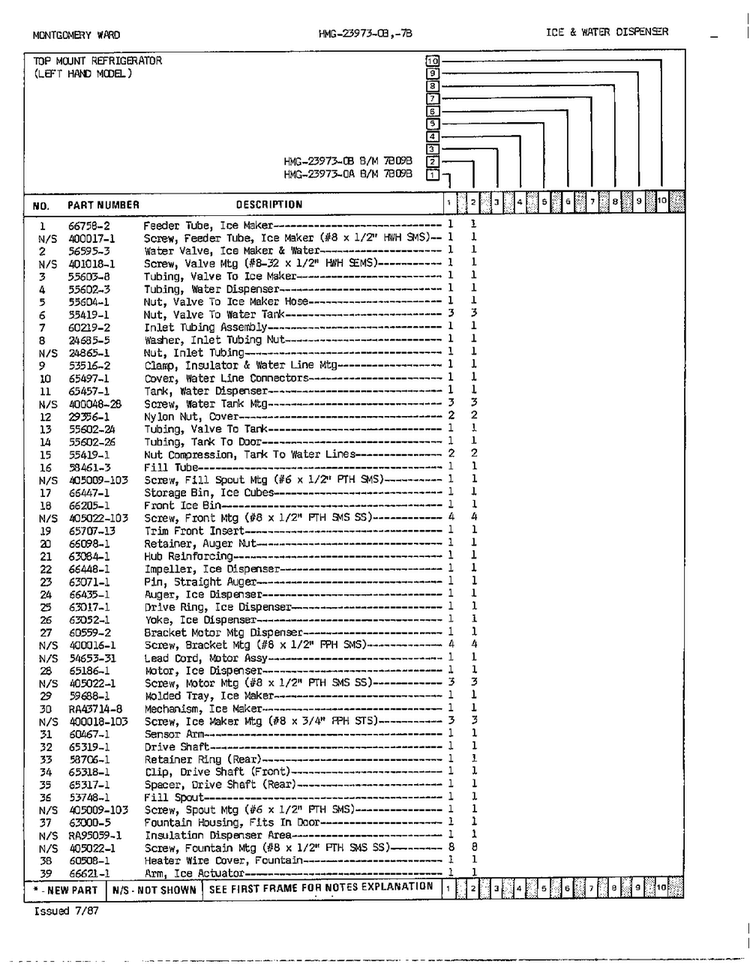 Ice And Water Dispenser Page 2 Diagram and Parts List for 23973A  Admiral Refrigerator