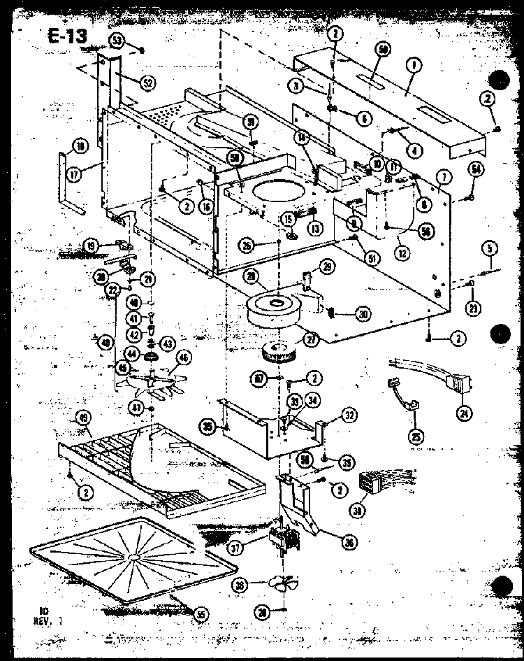 Blower/antenna Diagram and Parts List for RO-8B P74063-1M Amana Microwave