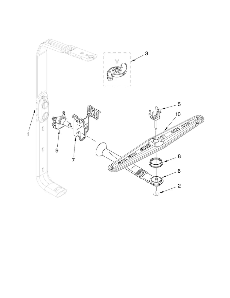 Upper Wash And Rinse Parts Diagram and Parts List for JDB3000AWB1  Jenn-Air Dishwasher
