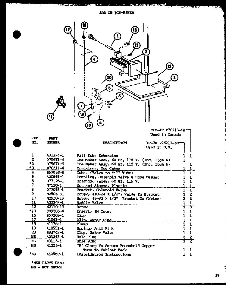 Section 3 Diagram and Parts List for BR-20H-P7680808W  Amana Refrigerator