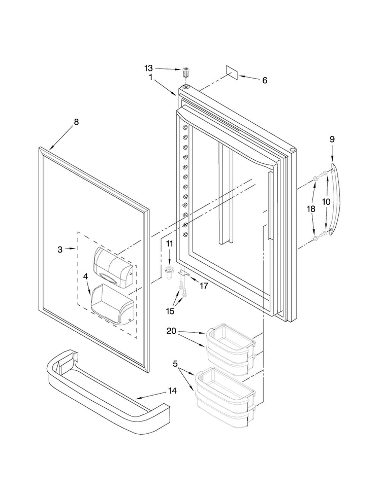 Refrigerator Door Parts Diagram and Parts List for ABL1922FES4  Amana Refrigerator